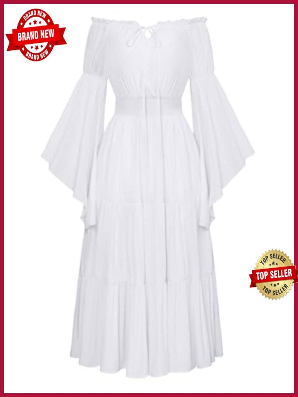 Renaissance Off Shoulder Bell Sleeve Tiered Maxi Dress Costume